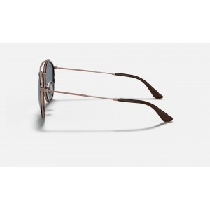 Ray Ban Round Double Bridge @Collection RB3647 Classic + Bronze-Copper Frame Blue Classic Lens Sunglasses
