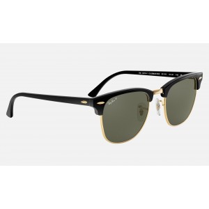 Ray Ban Clubmaster Classic Low Bridge Fit RB3016 Polarized Classic G-15 + Black Frame Green Classic G-15 Lens Sunglasses