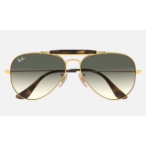 Ray Ban Outdoorsman Havana Collection RB3029 Gray Gradient Gold Sunglasses
