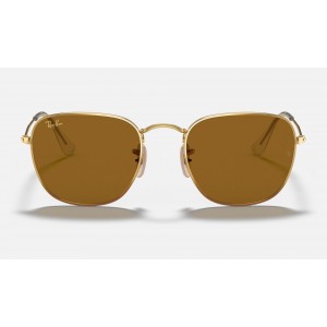 Ray Ban Round Frank Legend RB3857 Classic B-15 + Gold Frame Brown Classic B-15 Lens Sunglasses