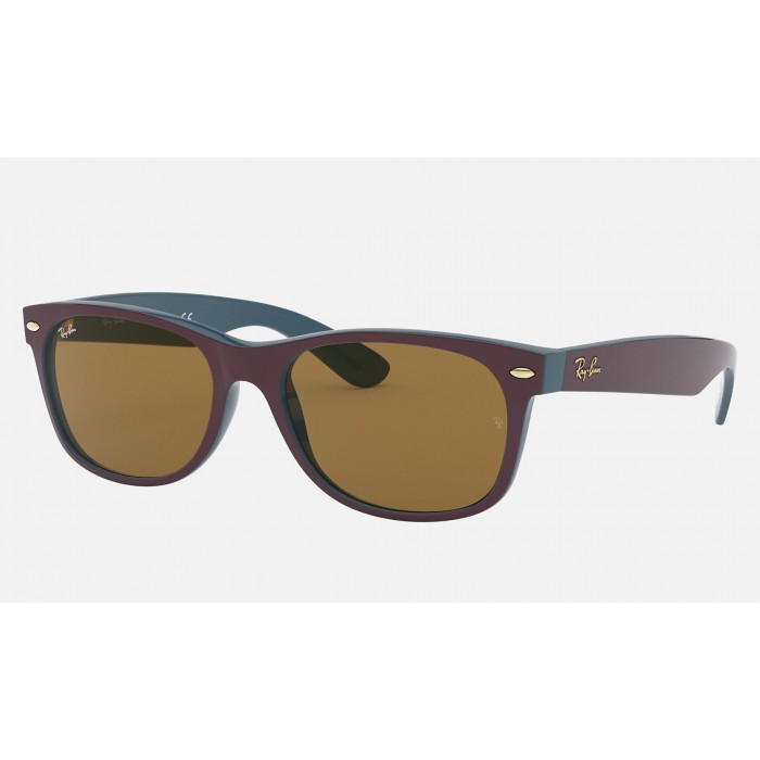 Ray Ban New Wayfarer @Collection RB2132 Classic B-15 + Violet Frame Brown Classic B-15 Lens Sunglasses