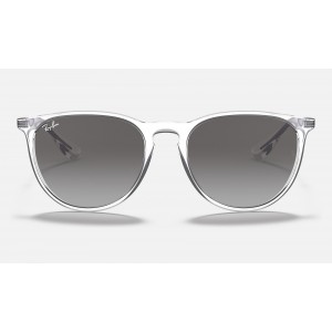 Ray Ban Erika Color Mix Low Bridge Fit RB4171 Gradient + Shiny Transparent Frame Grey Gradient Lens Sunglasses