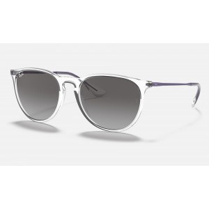 Ray Ban Erika Color Mix Low Bridge Fit RB4171 Gradient + Shiny Transparent Frame Grey Gradient Lens Sunglasses