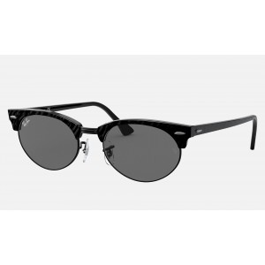 Ray Ban Clubmaster Oval RB3946 Classic + Wrinkled Black Frame Dark Grey Classic Lens Sunglasses