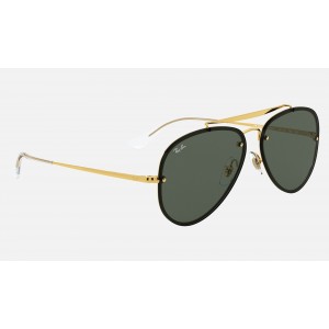Ray Ban Blaze Aviator RB3584 Green Classic Gold Sunglasses
