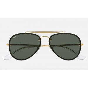 Ray Ban Blaze Aviator RB3584 Green Classic Gold Sunglasses