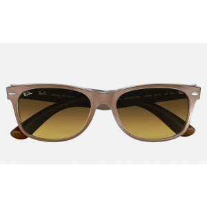 Ray Ban New Wayfarer Color Mix RB2132 Gradient + Brown Frame Brown Gradient Lens Sunglasses
