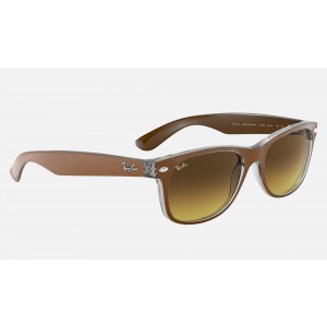 Ray Ban New Wayfarer Color Mix RB2132 Gradient + Brown Frame Brown Gradient Lens Sunglasses