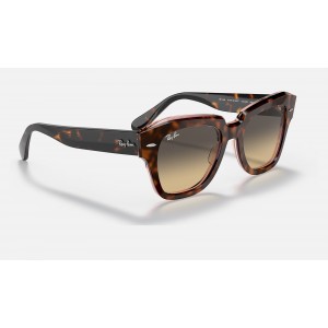 Ray Ban State Street RB2186 Gradient + Pink Tortiose Frame Brown/Blue Gradient Lens Sunglasses