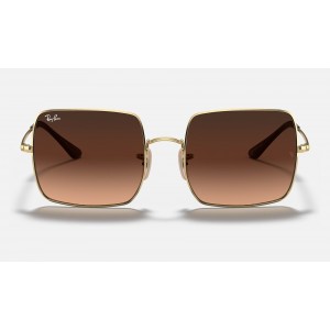 Ray Ban Square Collection RB1971 Brown Gradient Gold Sunglasses