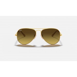 Ray Ban Aviator Gradient RB3025 Brown Gradient Gold Sunglasses