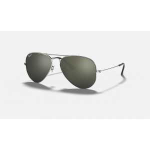 Ray Ban Aviator Classic RB3025 Gray Polarized Mirror Silver Sunglasses