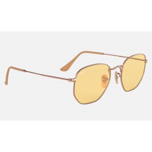 Ray Ban Hexagonal Washed Evolve RB3025 Yellow Photochromic Evolve Copper Sunglasses