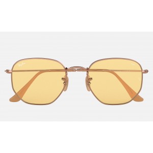 Ray Ban Hexagonal Washed Evolve RB3025 Yellow Photochromic Evolve Copper Sunglasses