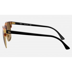 Ray Ban Clubmaster Fleck RB3016 Classic B-15 + Tortoise Frame Brown Classic B-15 Lens Sunglasses