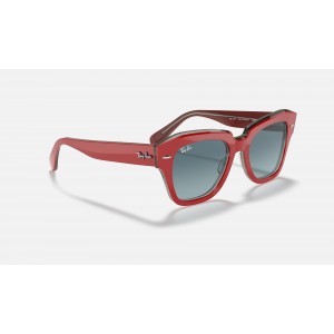 Ray Ban State Street RB2186 Gradient + Red Frame Blue Gradient Lens Sunglasses