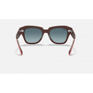 Ray Ban State Street RB2186 Gradient + Red Frame Blue Gradient Lens Sunglasses