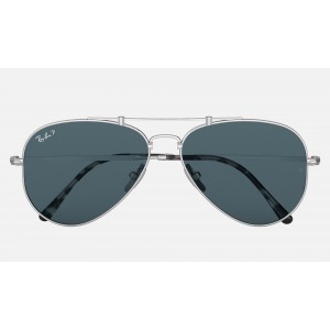 Ray Ban Aviator Titanium RB8125 Blue Polarized Mirror Silver Sunglasses