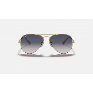 Ray Ban Aviator Gradient RB3025 Blue/Gray Gradient Gold Sunglasses