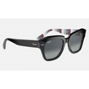 Ray Ban State Street RB2186 Gradient + Black Frame Light Grey Gradient Lens Sunglasses