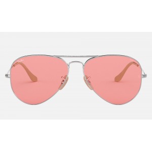 Ray Ban Aviator Washed Evolve RB3025 Pink Photochromic Evolve Silver Sunglasses
