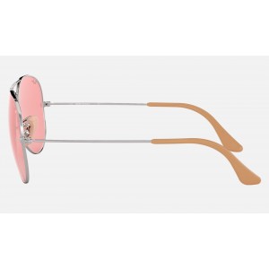 Ray Ban Aviator Washed Evolve RB3025 Pink Photochromic Evolve Silver Sunglasses