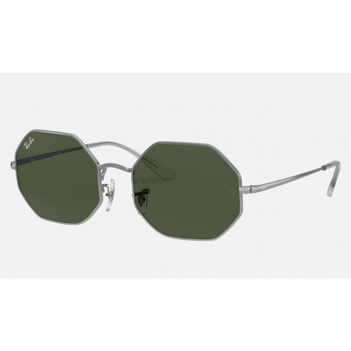 Ray Ban Roctagon RB1972 Green Classic G-15 Silver Sunglasses