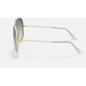 Ray Ban Aviator Full Color Legend RB3025 Light Gray Gradient Gray Sunglasses