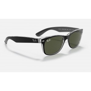 Ray Ban New Wayfarer Color Mix RB2132 Classic G-15 + Dark Black Frame Green Classic G-15 Lens Sunglasses