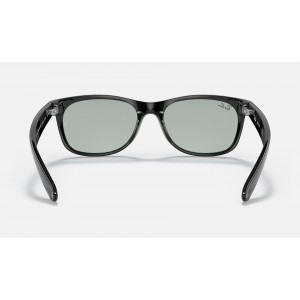 Ray Ban New Wayfarer Classic Low Bridge Fit RB2132 Classic + Shiny Black Frame Light Grey Classic Lens Sunglasses