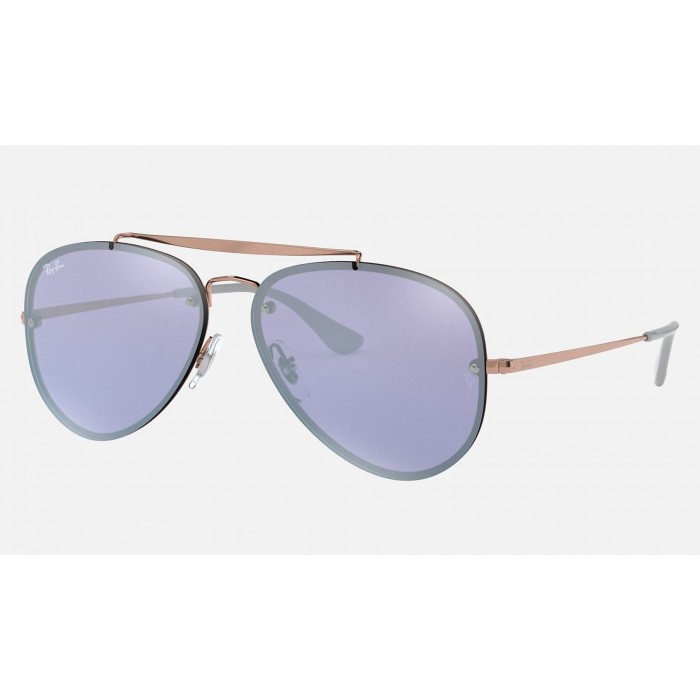 Ray Ban Blaze Aviator RB3584 Violet Mirror Bronze-Copper Sunglasses