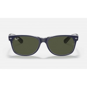 Ray Ban New Wayfarer Bicolor RB2132 Classic G-15 + Blue Frame Green Classic G-15 Lens Sunglasses