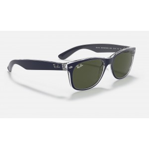 Ray Ban New Wayfarer Bicolor RB2132 Classic G-15 + Blue Frame Green Classic G-15 Lens Sunglasses