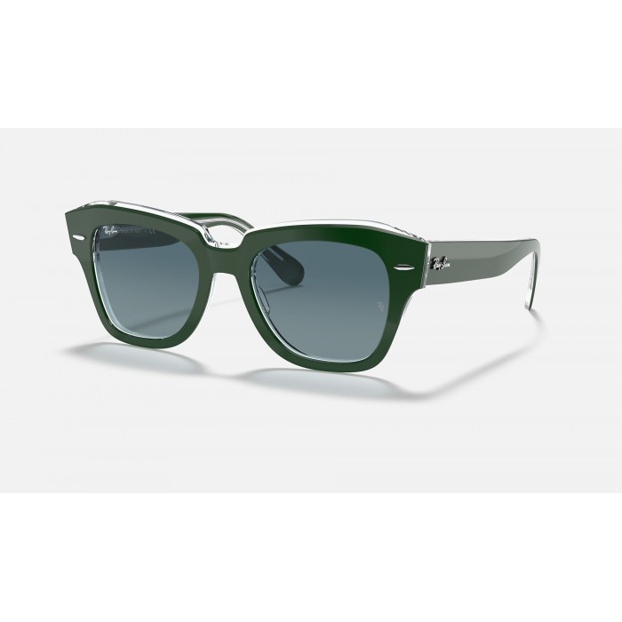 Ray Ban State Street RB2186 Gradient + Green Frame Blue Gradient Lens Sunglasses