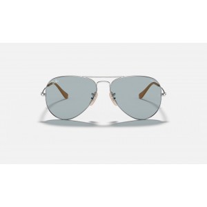 Ray Ban Aviator Washed Evolve RB325 Blue Photochromic Evolve Silver Sunglasses
