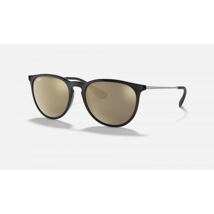 Ray Ban Erika Color Mix Low Bridge Fit RB4171 Mirror + Black Frame Gold Mirror Lens Sunglasses
