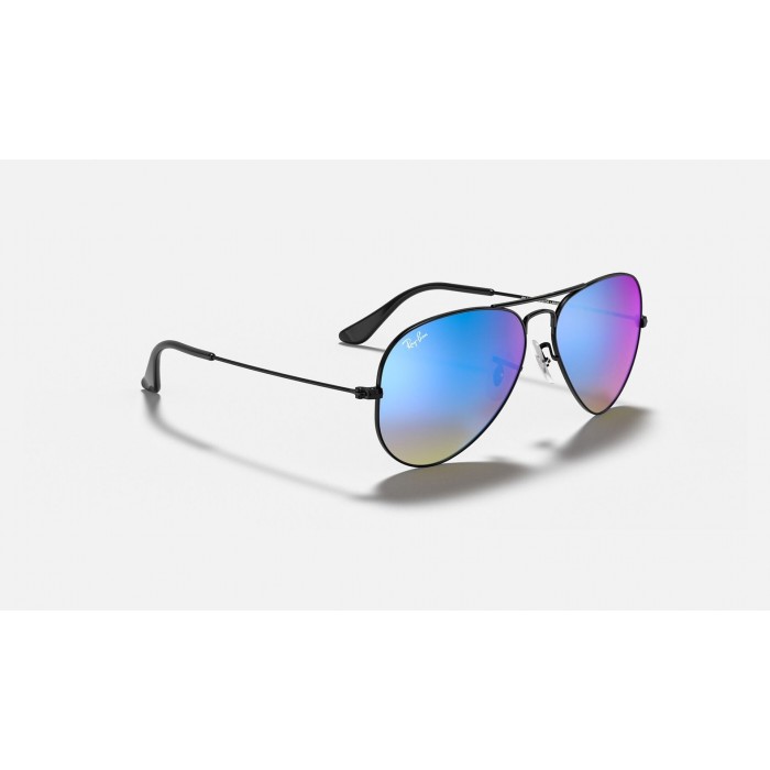 Ray Ban Aviator Flash Lenses Gradient RB3025 Blue Gradient Flash Black Sunglasses