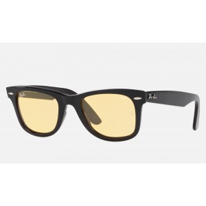 Ray Ban Wayfarer Washed Evolve - Exclusive Edition RB2140 Yellow Photochromic Evolve Black Sunglasses