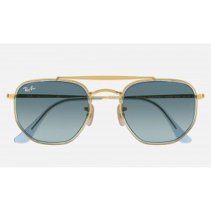 Ray Ban Round Marshal Ii RB3648 Gradient + Gold Frame Blue Gradient Lens Sunglasses