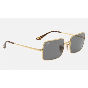Ray Ban Rectangle RB1969 Dark Grey Classic Gold Sunglasses