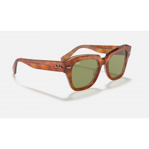 Ray Ban State Street RB2186 Classic + Tortoise Frame Light Green Classic Lens Sunglasses