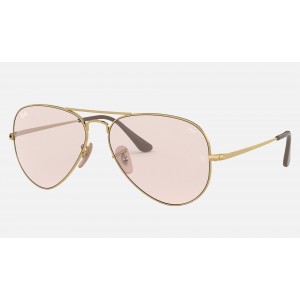 Ray Ban Solid Evolve RB3689 Pink Photochromic Evolve Gold Sunglasses