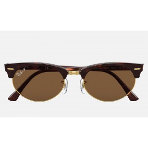 Ray Ban Clubmaster Oval RB3946 Polarized Classic B-15 + Mock Tortoise Frame Brown Classic B-15 Lens Sunglasses