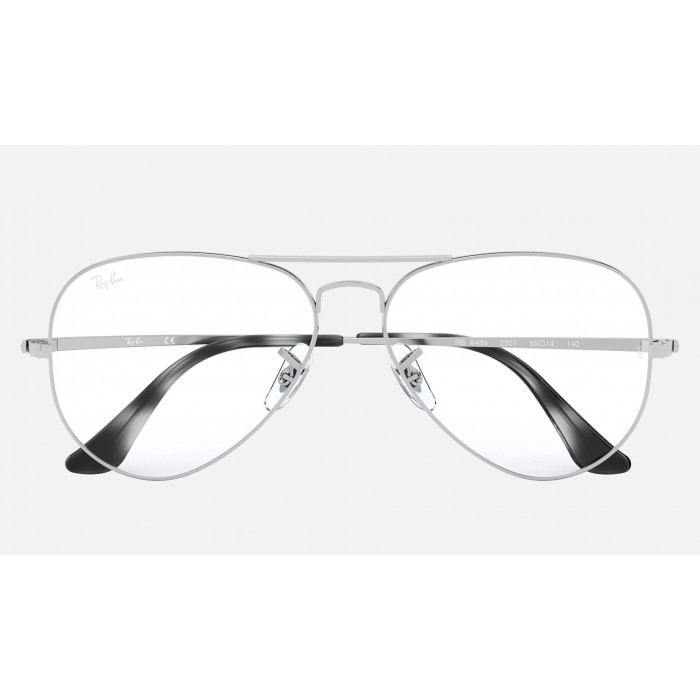 Ray Ban Aviator Optics Demo Lens Silver Sunglasses