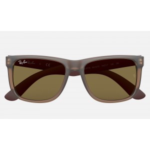 Ray Ban Justin Color Mix Low Bridge Fit RB4165 Classic B-15 + Transparent Brown Frame Dark Brown Classic B-15 Lens Sunglasses