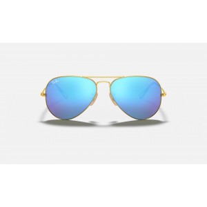 Ray Ban Aviator Flash Lenses RB3025 Blue Flash Gold Sunglasses