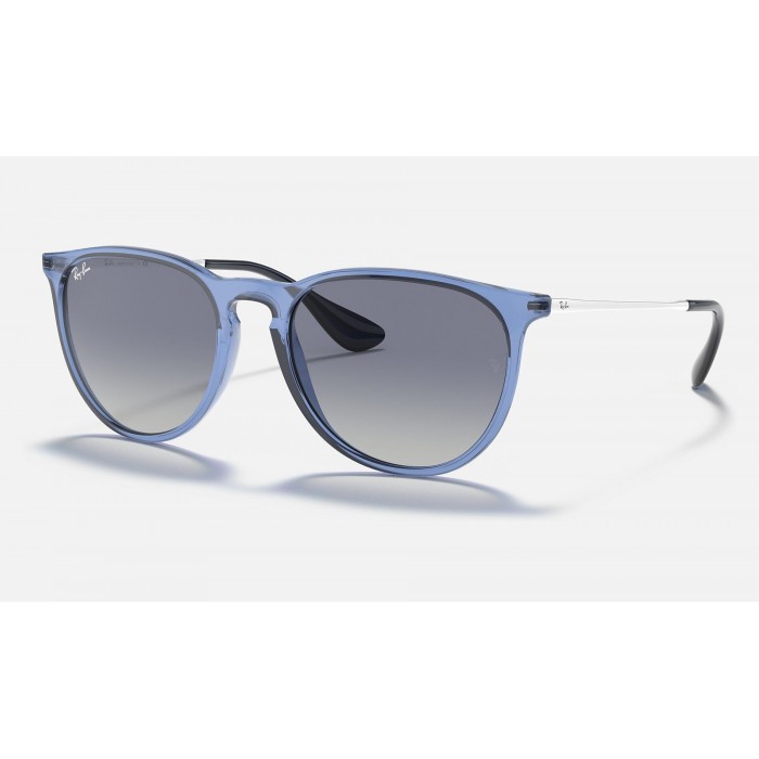 Ray Ban Erika Color Mix Low Bridge Fit RB4171 Gradient + Shiny Transparent Blue Frame Blue Gradient Lens Sunglasses