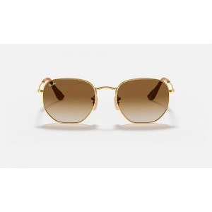 Ray Ban Hexagonal Collection RB3548 Light Brown Gradient Gold Sunglasses