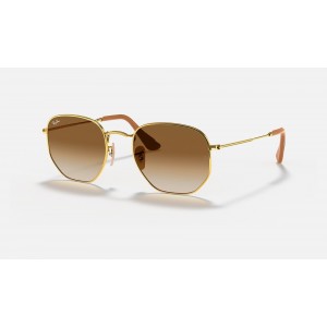 Ray Ban Hexagonal Collection RB3548 Light Brown Gradient Gold Sunglasses