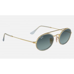 Ray Ban Oval Double Bridge RB3847 Blue Gradient Gold Sunglasses